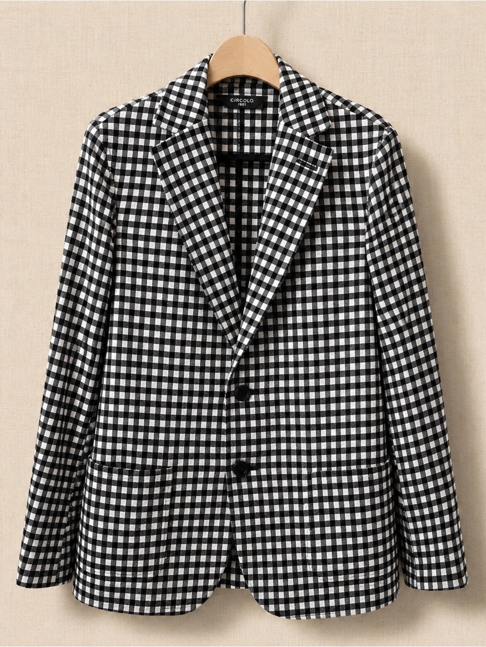 Circolo 1901 Gingham Knit Blazer Stretch Jacket Italy Quiet Luxury